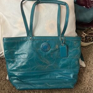 Coach Teal Tote Bag